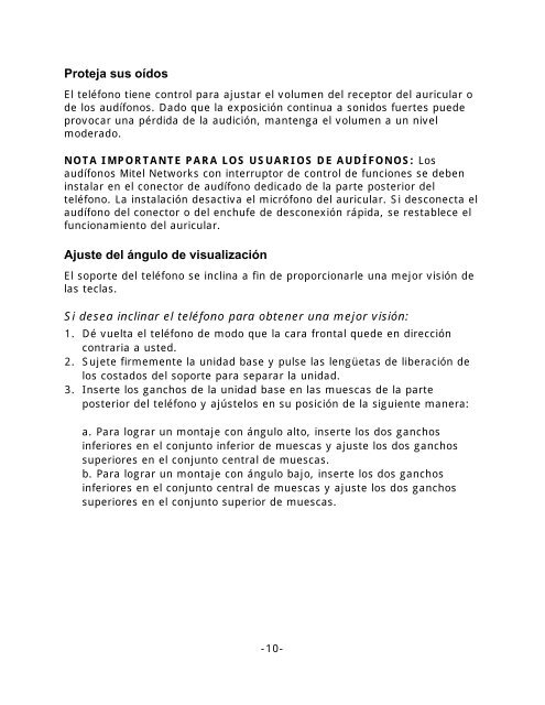 5212/5224 IP Phone Guía de Usuario - Mitel Edocs