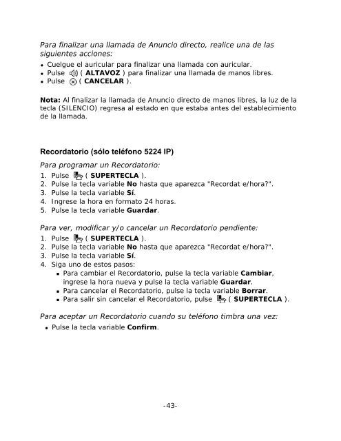 5212/5224 IP Phone Guía de Usuario - Mitel Edocs