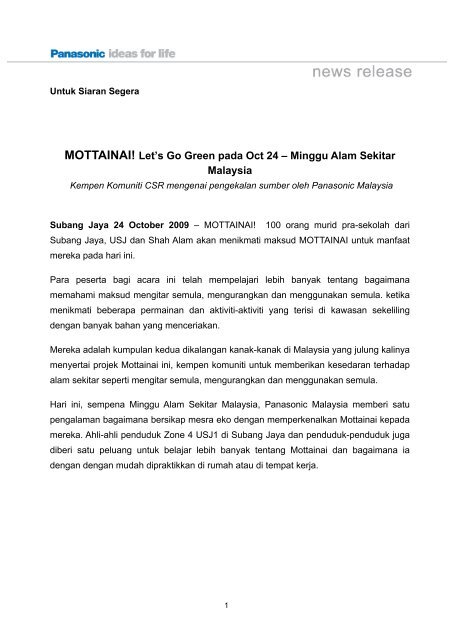 24102009_Mottainai_Press Release_bah_final - Panasonic Press