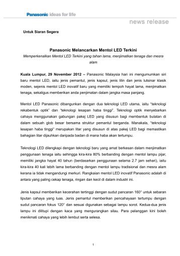 Panasonic Melancarkan Mentol LED Terkini - Panasonic Press Room