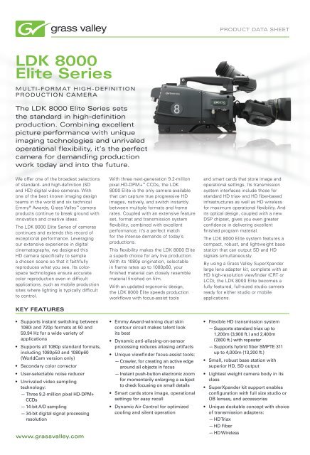 Ldk 8000 Elite Series Multi Format High Definition Grass Valley