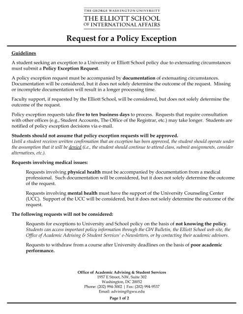 Request for a Policy Exception