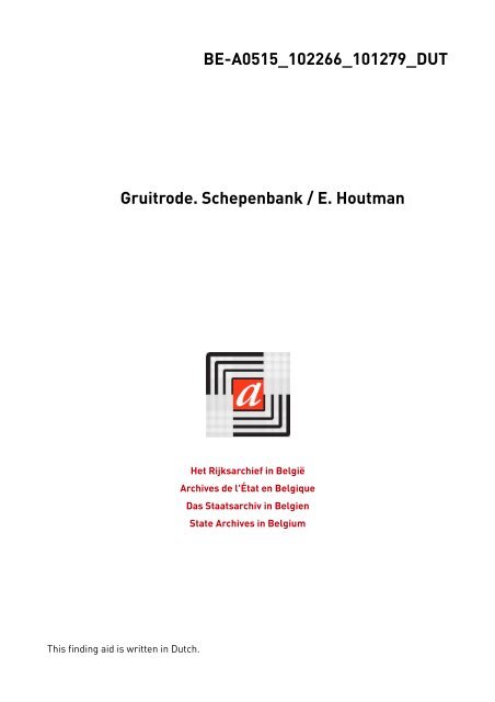 Schepenbank Gruitrode - Zoeken in het Rijksarchief in België