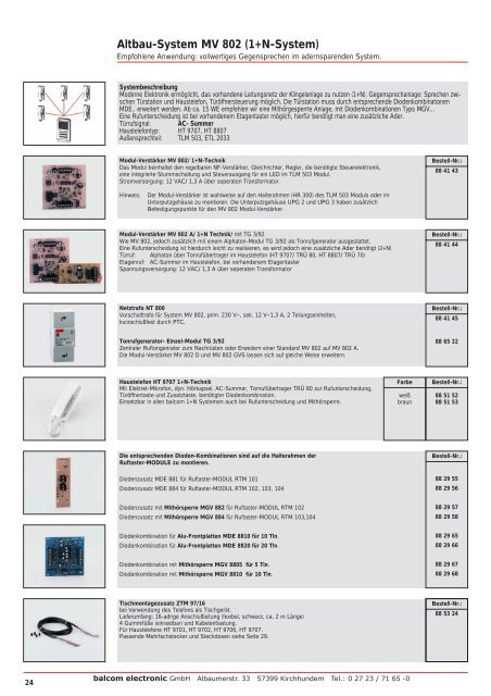 Gesamtkatalog balcom electronic GmbH - Architect24.eu