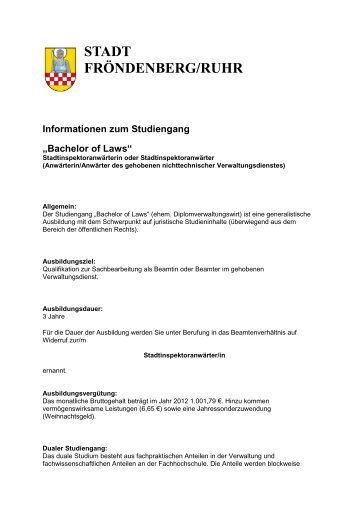 Bachelor of Laws - Fröndenberg