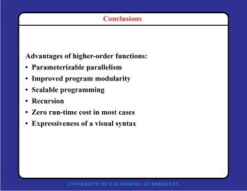 Conclusions Advantages of higher-order functions ...