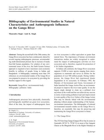 Bibliography of Environmental Studies in Natural Characteristics ...