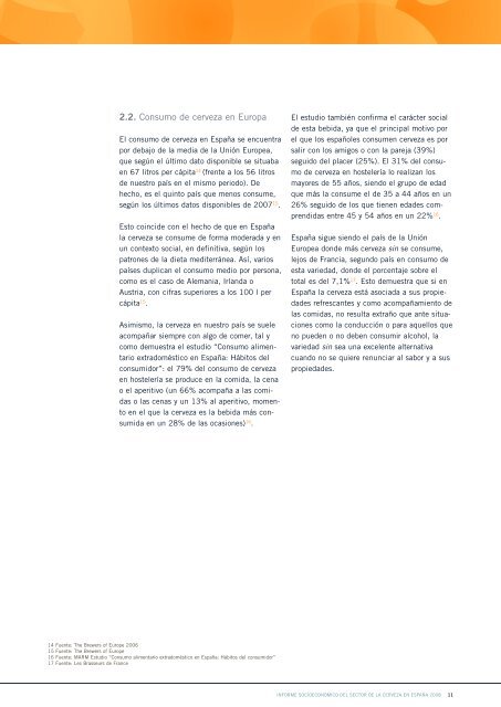 Informe Socioeconómico del Sector de la Cerveza en España 2008