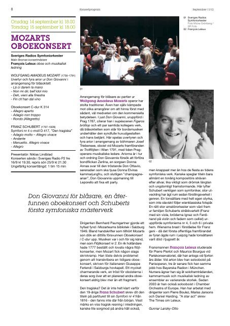 Programtidning Berwaldhallen September 2011 (pdf) - Sveriges Radio