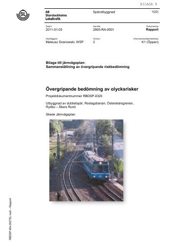 Bilaga 8 Sammanställning av övergripande riskbedömning Pdf ... - SL