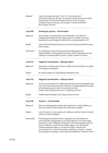 Genomgång av planerade trafikförändringar 2011 - SL