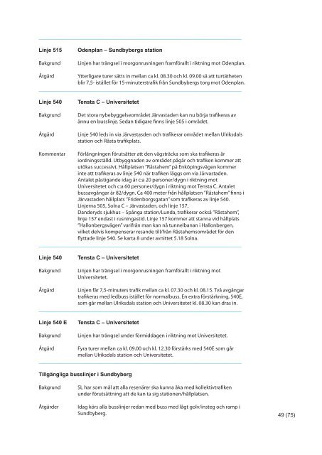 Genomgång av planerade trafikförändringar 2011 - SL