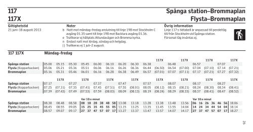 117 Spånga station–Brommaplan 117X Flysta–Brommaplan - SL