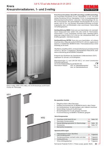 Krera Kreuzrohrradiatoren, 1- und 2-reihig - BEMM