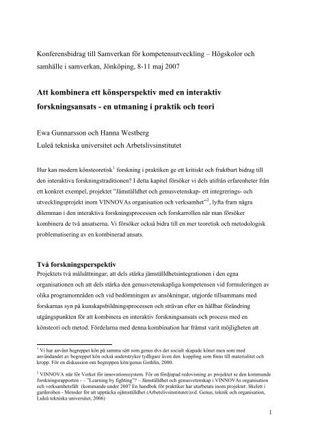Ewa Gunnarsson & Hanna Westberg.pdf - Forskning