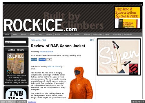 Rock and Ice - Review of RAB Xenon Jacket | Rock and Ice.com