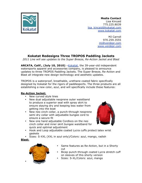 Kokatat Redesigns Three TROPOS Paddling Jackets