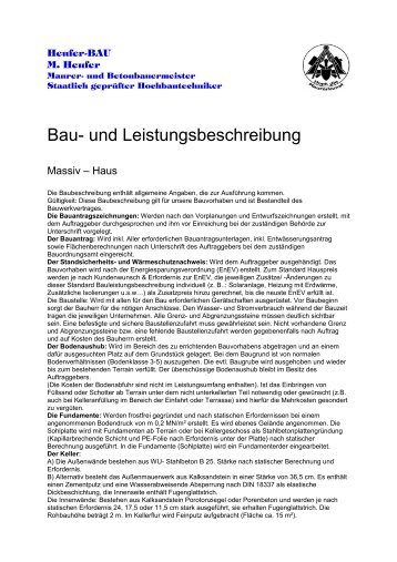 Bauleistungsbeschreibung - Heufer Bau