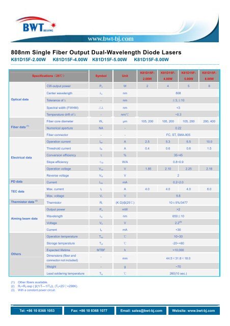 808nm Single Fiber Output Dual-Wavelength Diode ... - Biznine.com