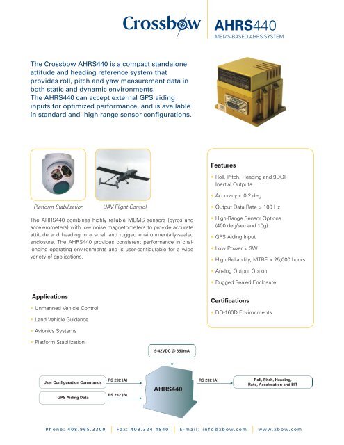 AHRS440 Datasheet - Crossbow Technology