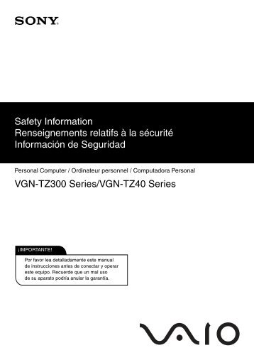 VGN-TZ300 Series/VGN-TZ40 Series - Manuals, Specs & Warranty ...