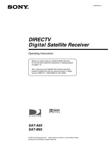 DIRECTV Digital Satellite Receiver - Manuals, Specs & Warranty ...