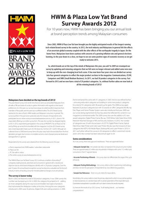 In Hwm Plaza Low Yat Brand Survey Awards - 