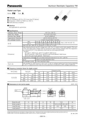 Aluminum Electrolytic Capacitors/ FM Radial Lead Type