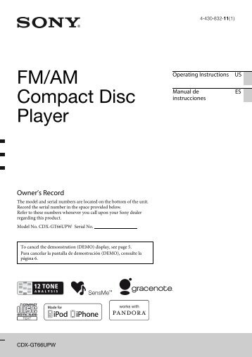 FM/AM Compact Disc Player - Sony