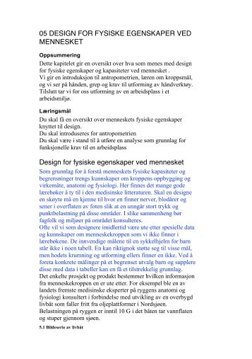 05 DESIGN FOR FYSISKE EGENSKAPER VED MENNESKET ...