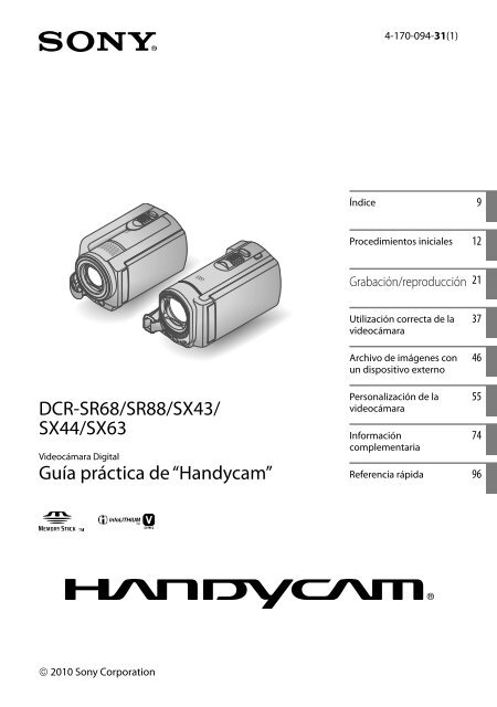 Guía práctica de “Handycam” DCR-SR68/SR88/SX43/ SX44 ... - Sony