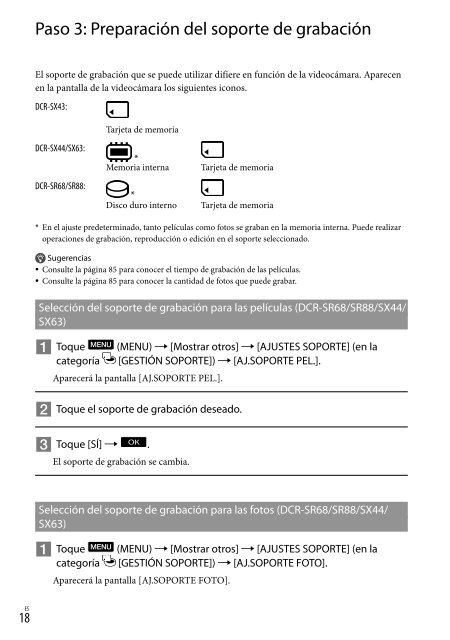 Guía práctica de “Handycam” DCR-SR68/SR88/SX43/ SX44 ... - Sony