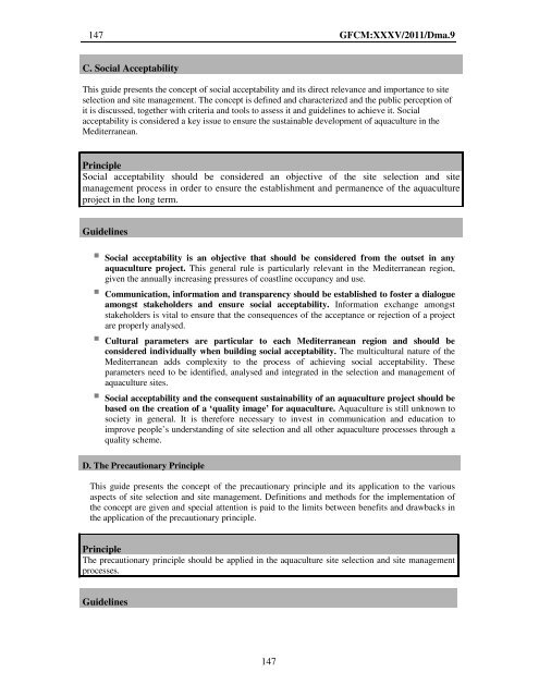 Site selection and carrying capacity in Mediterranean ... - FAO Sipam