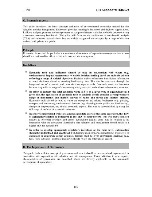 Site selection and carrying capacity in Mediterranean ... - FAO Sipam
