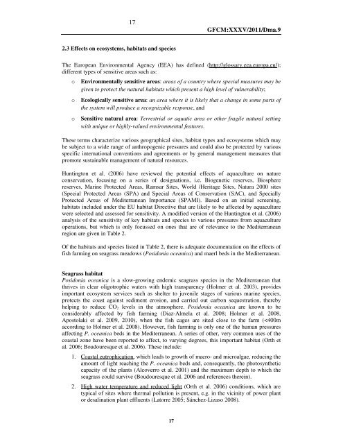 Site selection and carrying capacity in Mediterranean ... - FAO Sipam