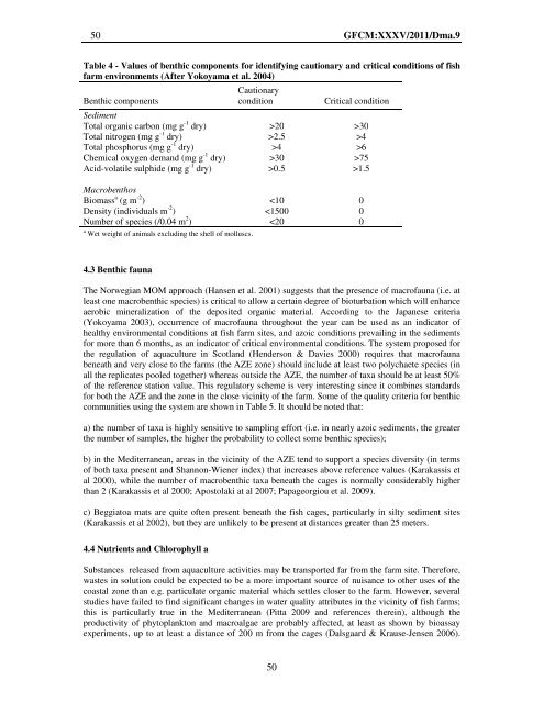 Site selection and carrying capacity in Mediterranean ... - FAO Sipam