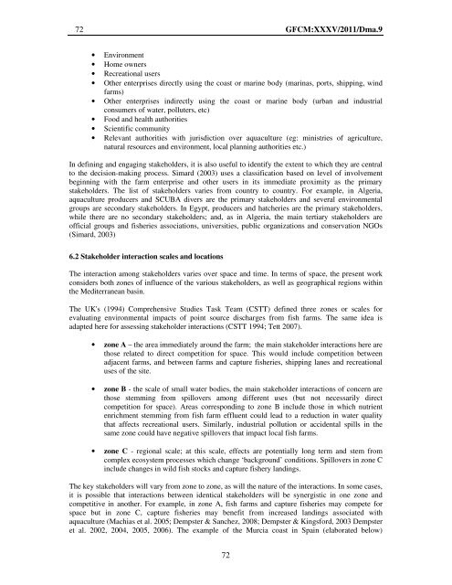 Site selection and carrying capacity in Mediterranean ... - FAO Sipam