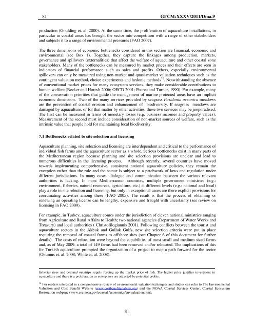 Site selection and carrying capacity in Mediterranean ... - FAO Sipam