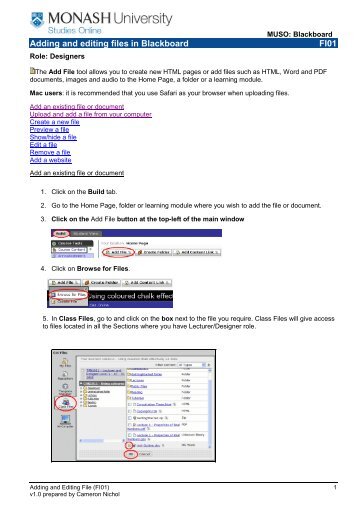 Adding and editing files in Blackboard