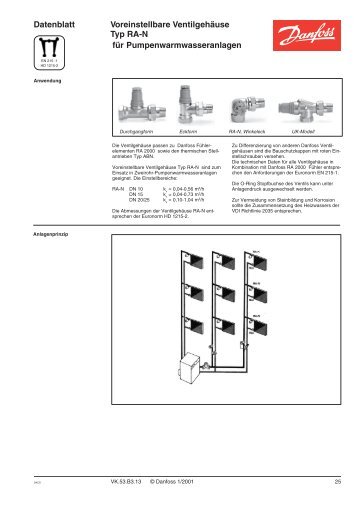 Datenblatt Voreinstellbare Ventilgehäuse Typ RA-N für ... - Danfoss