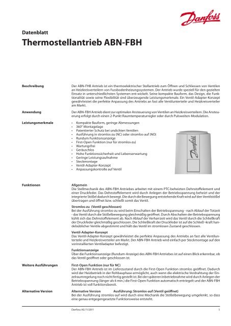 Thermostellantrieb ABN-FBH - Danfoss