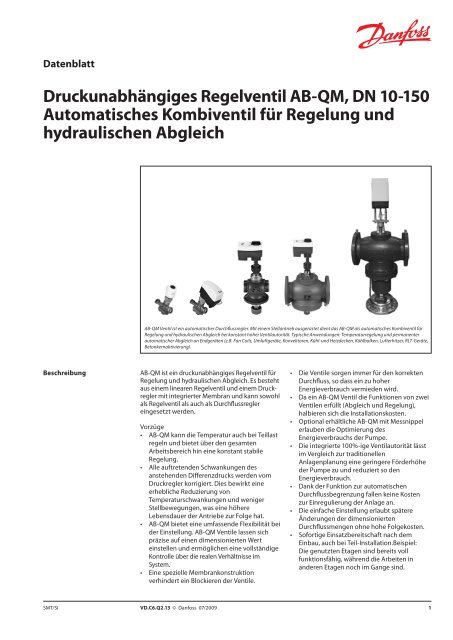 Druckunabhängiges Regelventil AB-QM, DN 10-150 ... - Danfoss