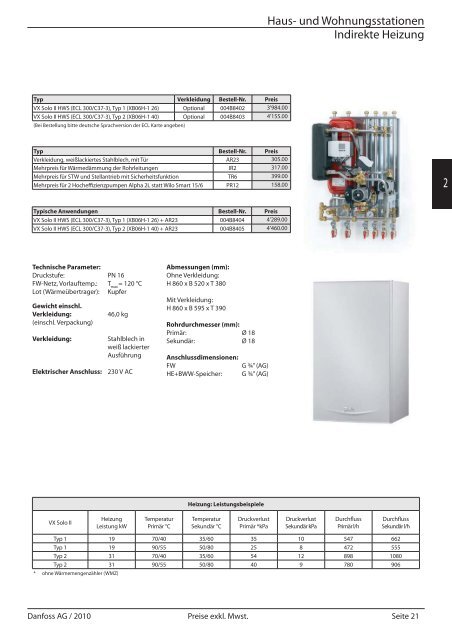 Fernwärmestationen Preisliste 2010/11 - Danfoss