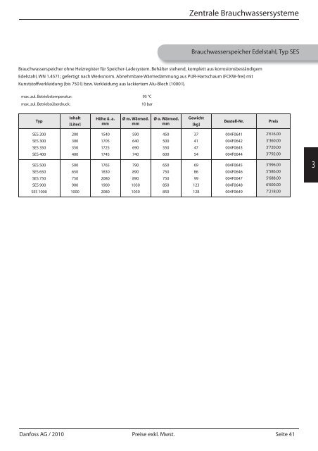 Fernwärmestationen Preisliste 2010/11 - Danfoss