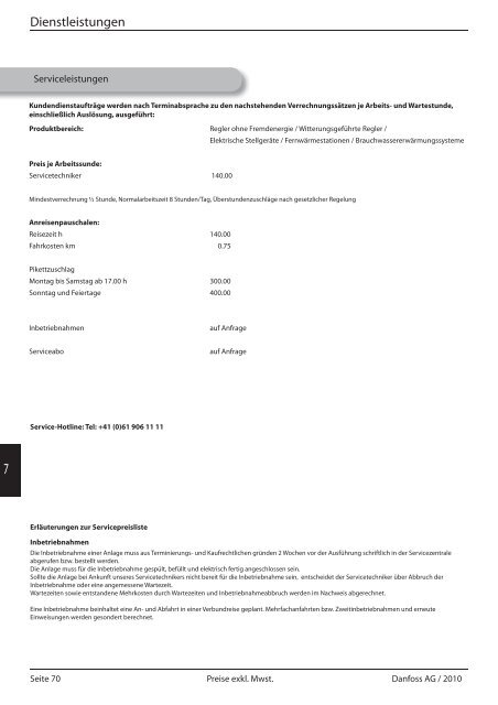 Fernwärmestationen Preisliste 2010/11 - Danfoss