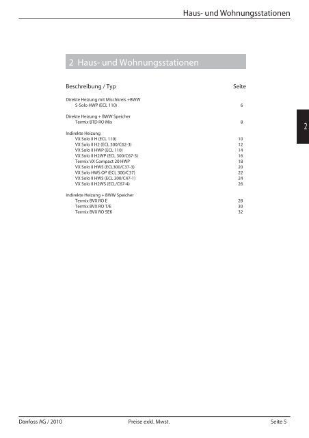 Fernwärmestationen Preisliste 2010/11 - Danfoss