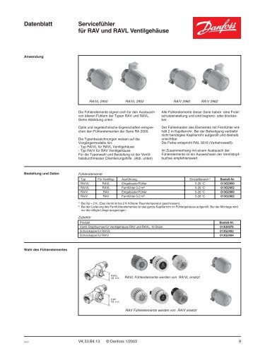 Datenblatt Servicefühler für RAV und RAVL Ventilgehäuse - Danfoss