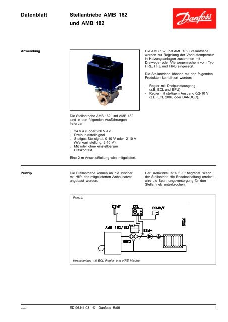Datenblatt Stellantriebe AMB 162 und AMB 182 - Danfoss