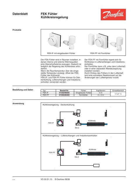 Datenblatt FEK Fühler Kühlkreisregelung - Danfoss