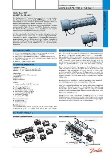 Anschlusssysteme Alpha-Basis AB 4001-6 / AB 4001-1 - Danfoss